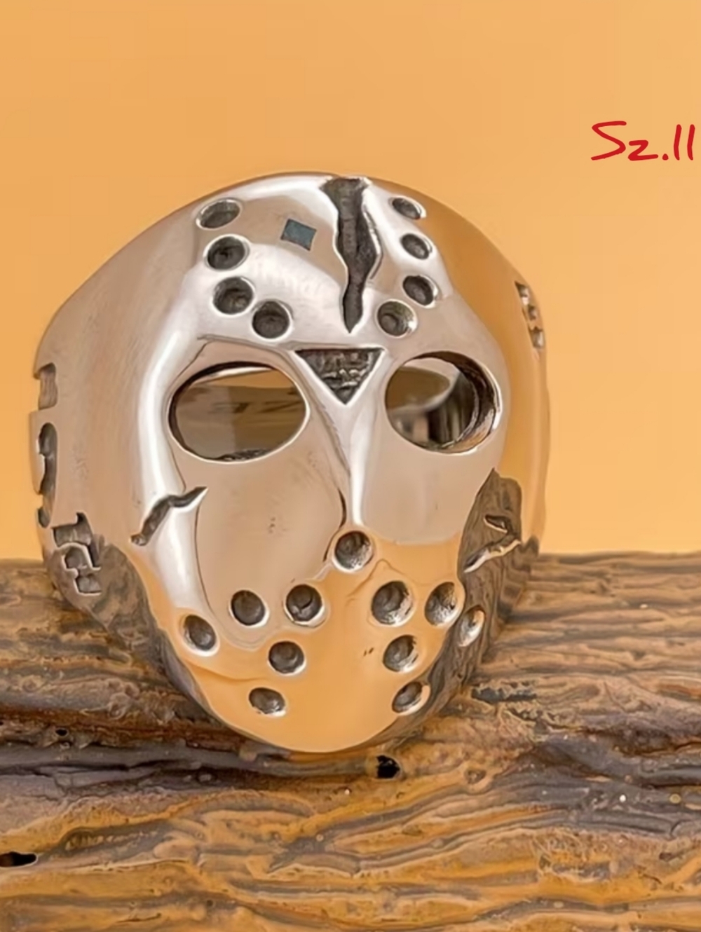 'Jason' Friday the 13th mask ring, Sz.11. Stainless Steel